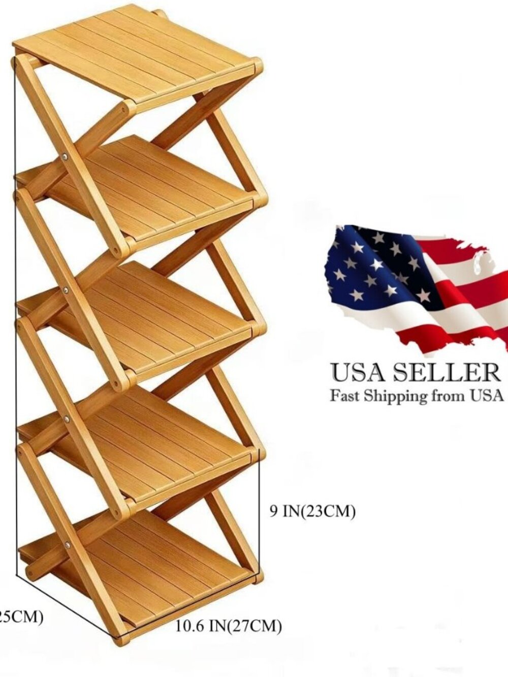 Home Multifunctional Bamboo Shoe Rack 5 Tier Foldable Storage Organizer 6LB NIB